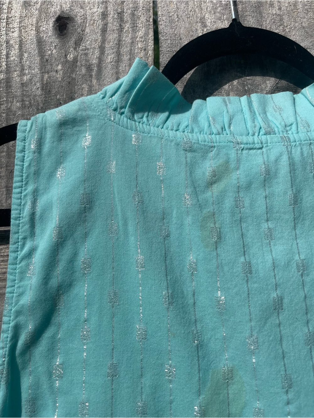 crown & ivy Aqua Metallic-Thread Sleeveless Top Size M NWT - Picture 8 of 9